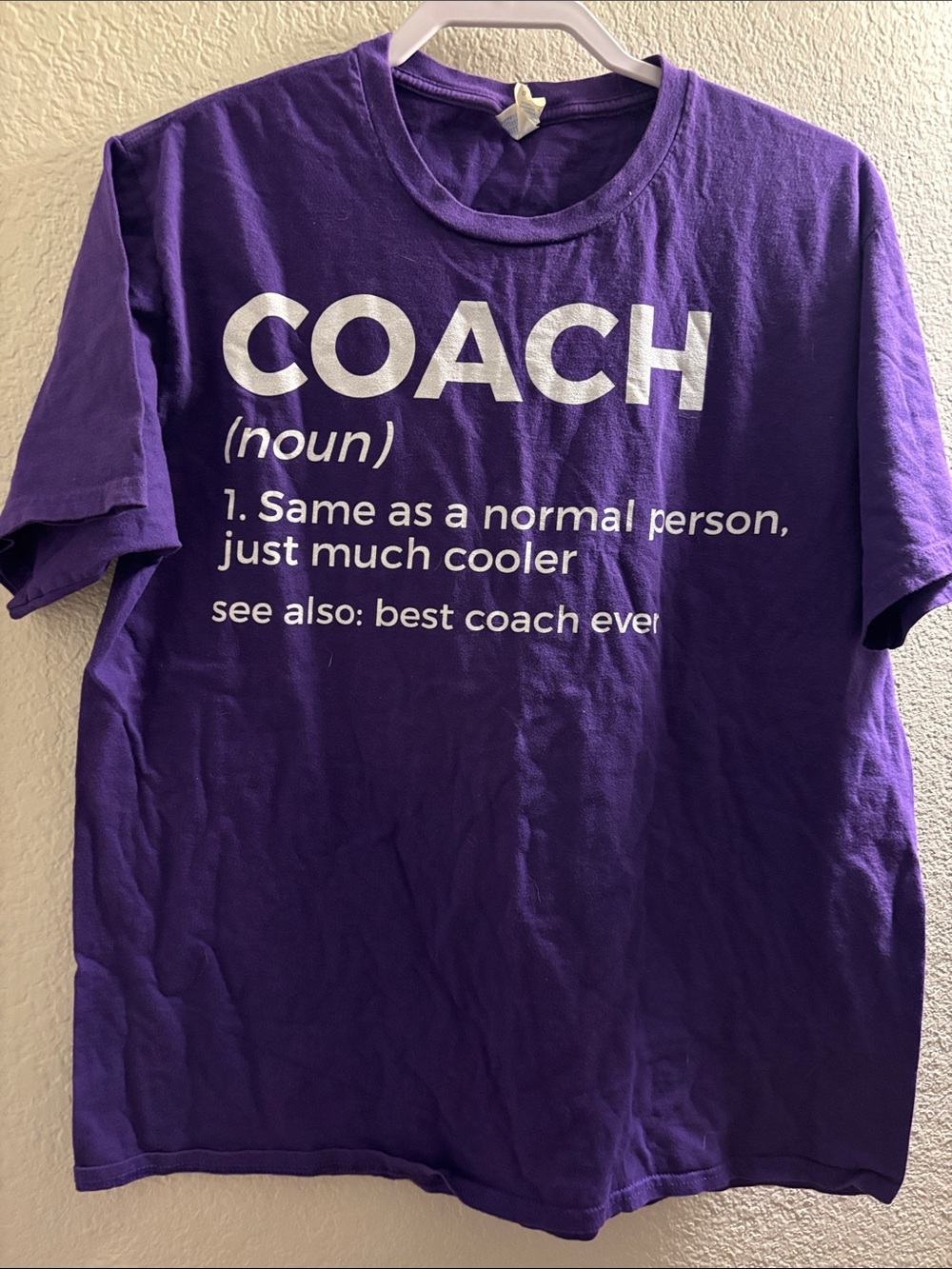 Port and Company Purple COACH Definition Tee with White Print